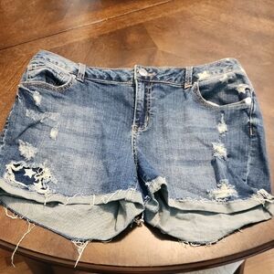 Maurices Blue Jean Shorts Distressed Denim Casual